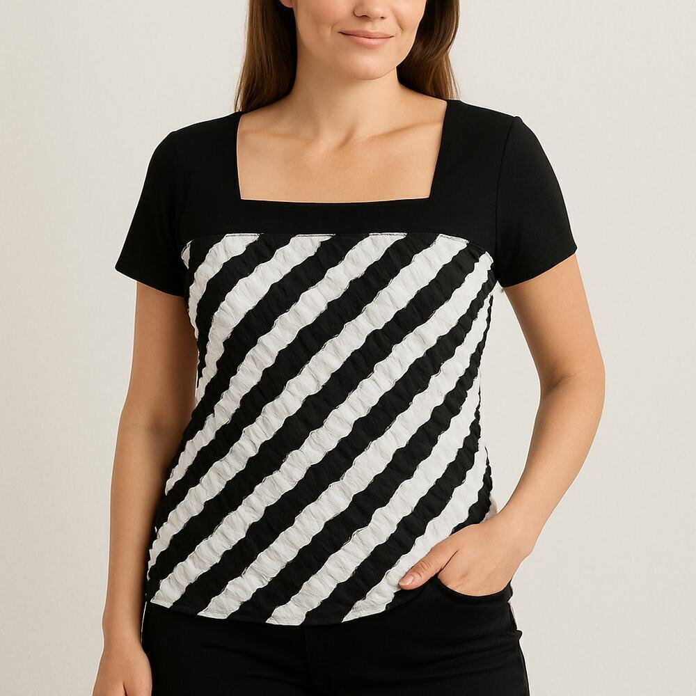 Travel Elements Women's Large Ruffle Textured Top